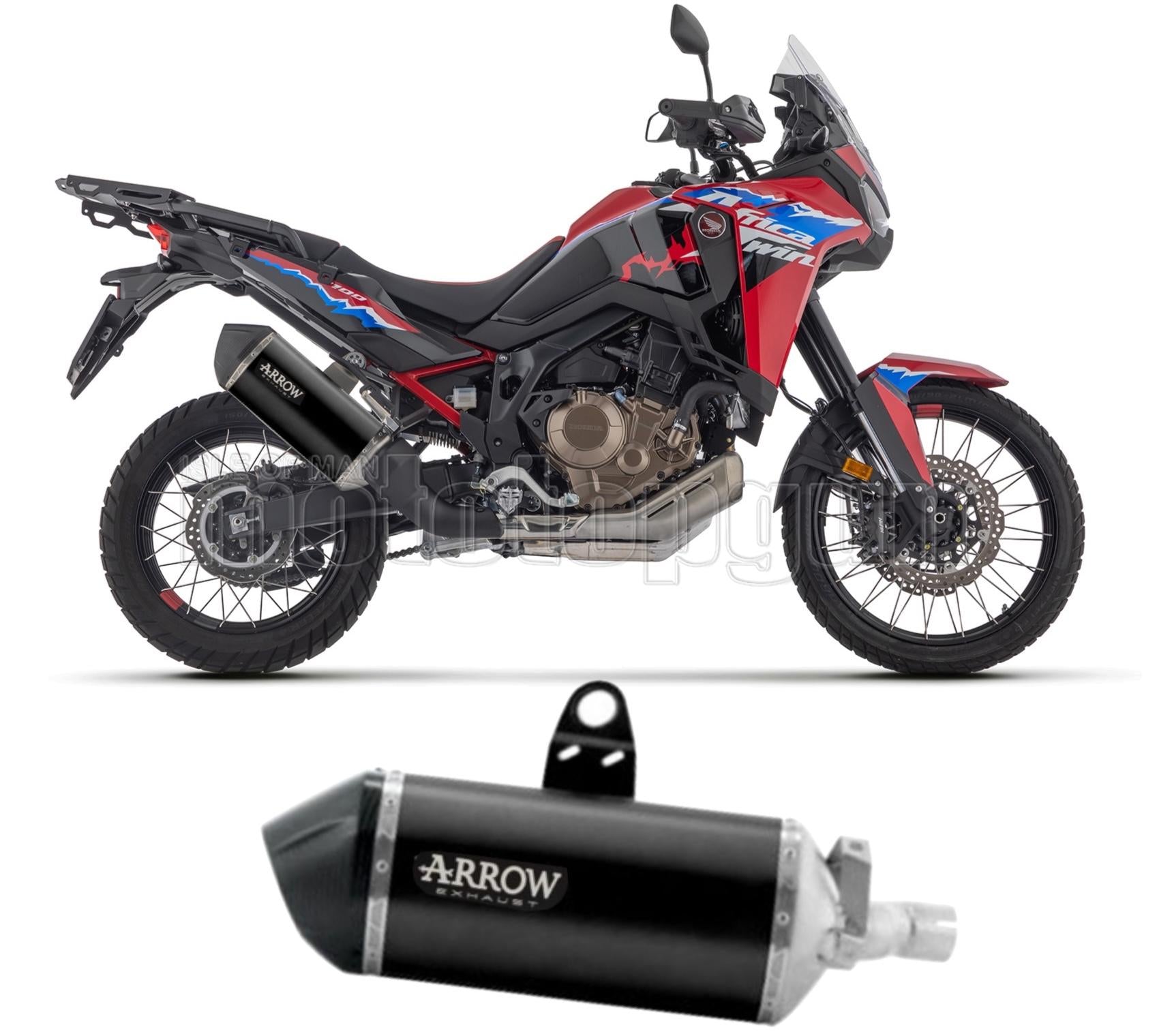 SCARICO OMOLOGATO ARROW SONORA IN TITANIO NERO CON COPPA IN CARBONIO COMPATIBILE CON HONDA AFRICA TWIN CRF 1100 L 2024
