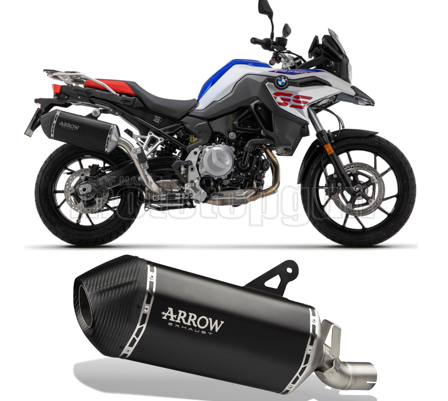 SCARICO OMOLOGATO ARROW SONORA IN TITANIO NERO CON FONDELLO IN CARBY COMPATIBILE CON BMW F750 F-750 GS 21/23