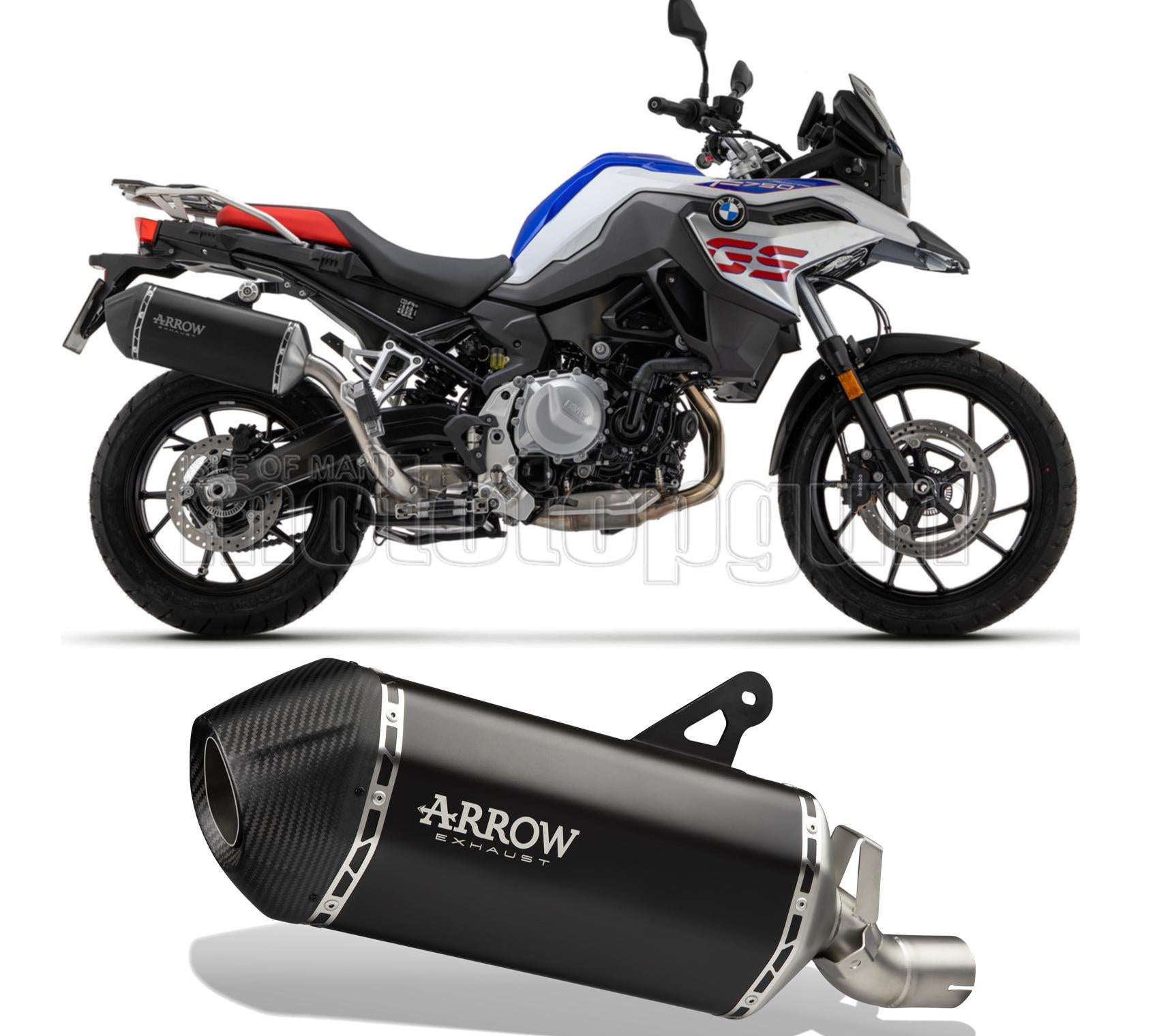 SCARICO OMOLOGATO ARROW SONORA IN TITANIO NERO CON FONDELLO IN CARBY COMPATIBILE CON BMW F750 F-750 GS 21/23
