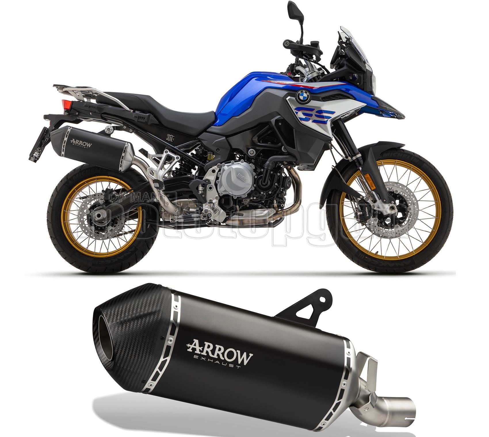 SCARICO OMOLOGATO ARROW SONORA IN TITANIO NERO CON FONDELLO IN CARBY COMPATIBILE CON BMW F850 F-850 GS 21/23