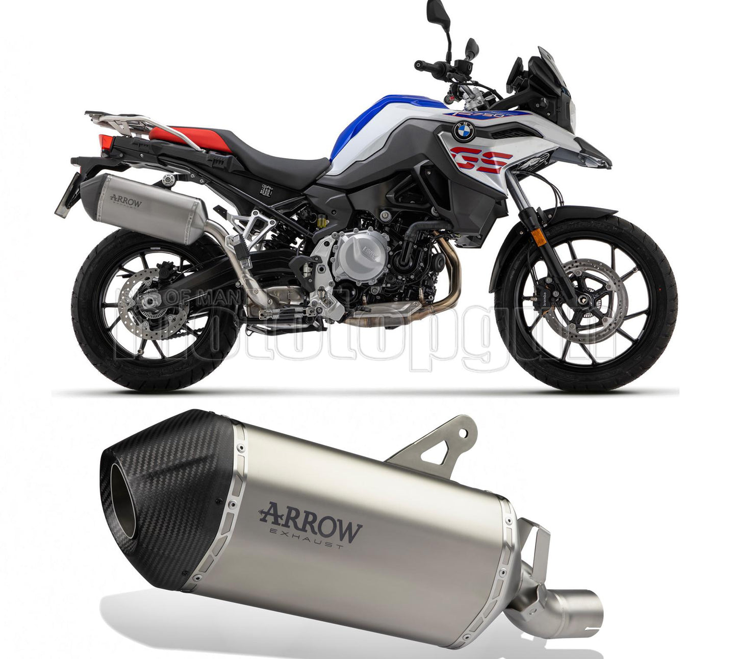 SCARICO OMOLOGATO ARROW SONORA IN TITANIO CON FONDELLO IN CARBY COMPATIBILE CON BMW F750 F-750 GS 21/23