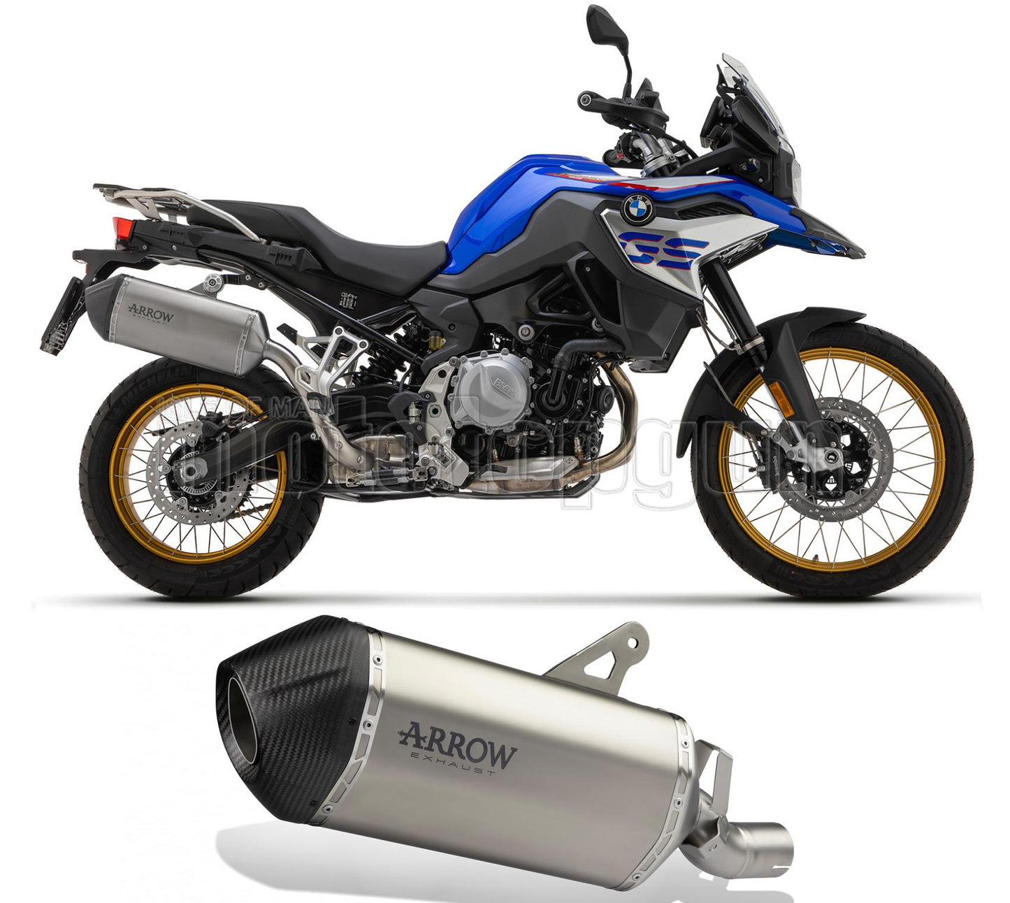 SCARICO OMOLOGATO ARROW SONORA IN TITANIO CON FONDELLO IN CARBY COMPATIBILE CON BMW F850 F-850 GS 21/23