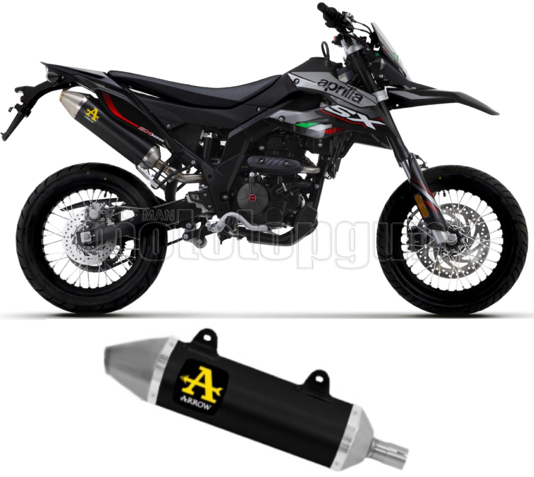 COLLETTORE ARROW THUNDER IN ALLUMINIO NERO CON FONDELLO IN INOX COMPATIBILE CON APRILIA RX - SX 125 21/23