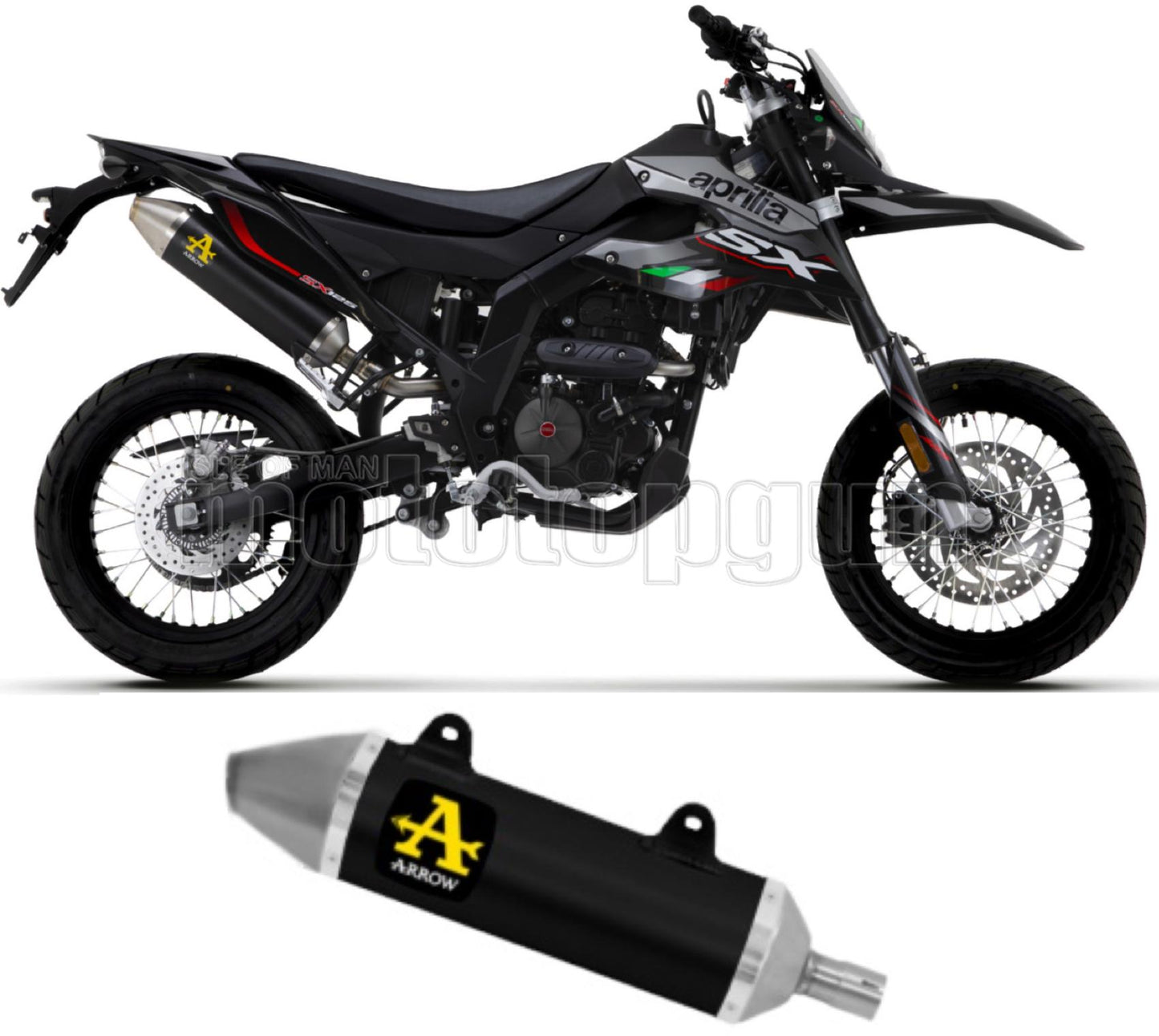 COLLETTORE ARROW THUNDER IN ALLUMINIO NERO CON FONDELLO IN INOX COMPATIBILE CON APRILIA RX - SX 125 21/23