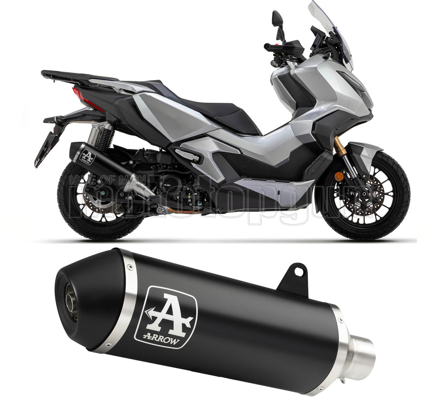 SCARICO COMPLETO COMPETITION ARROW URBAN IN ALLUMINIO NERO CON FONDELLO IN INOX NERO COMPATIBILE CON HONDA XADV X-ADV 350 22/23