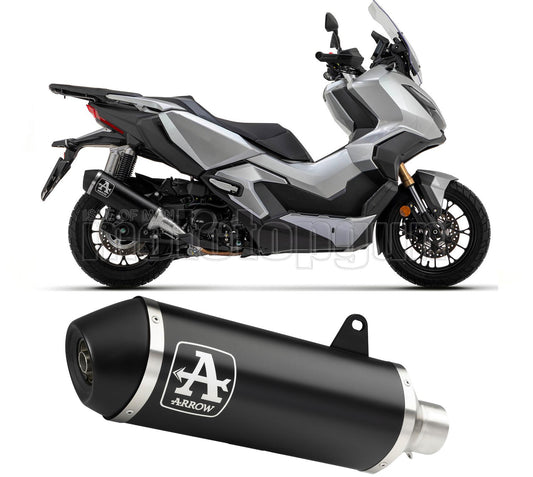 SCARICO COMPLETO COMPETITION ARROW URBAN IN ALLUMINIO NERO CON FONDELLO IN INOX NERO COMPATIBILE CON HONDA XADV X-ADV 350 22/23