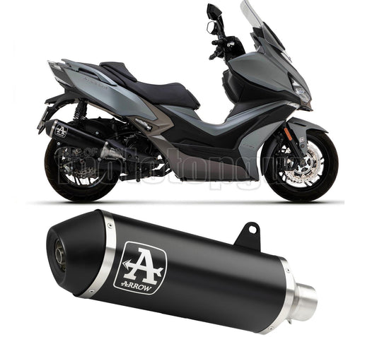 SCARICO RACE ARROW URBAN IN ALLUMINIO NERO CON FONDELLO IN ALLUMINIO NERO COMPATIBILE CON KYMCO XCITING 400 I S 21/23