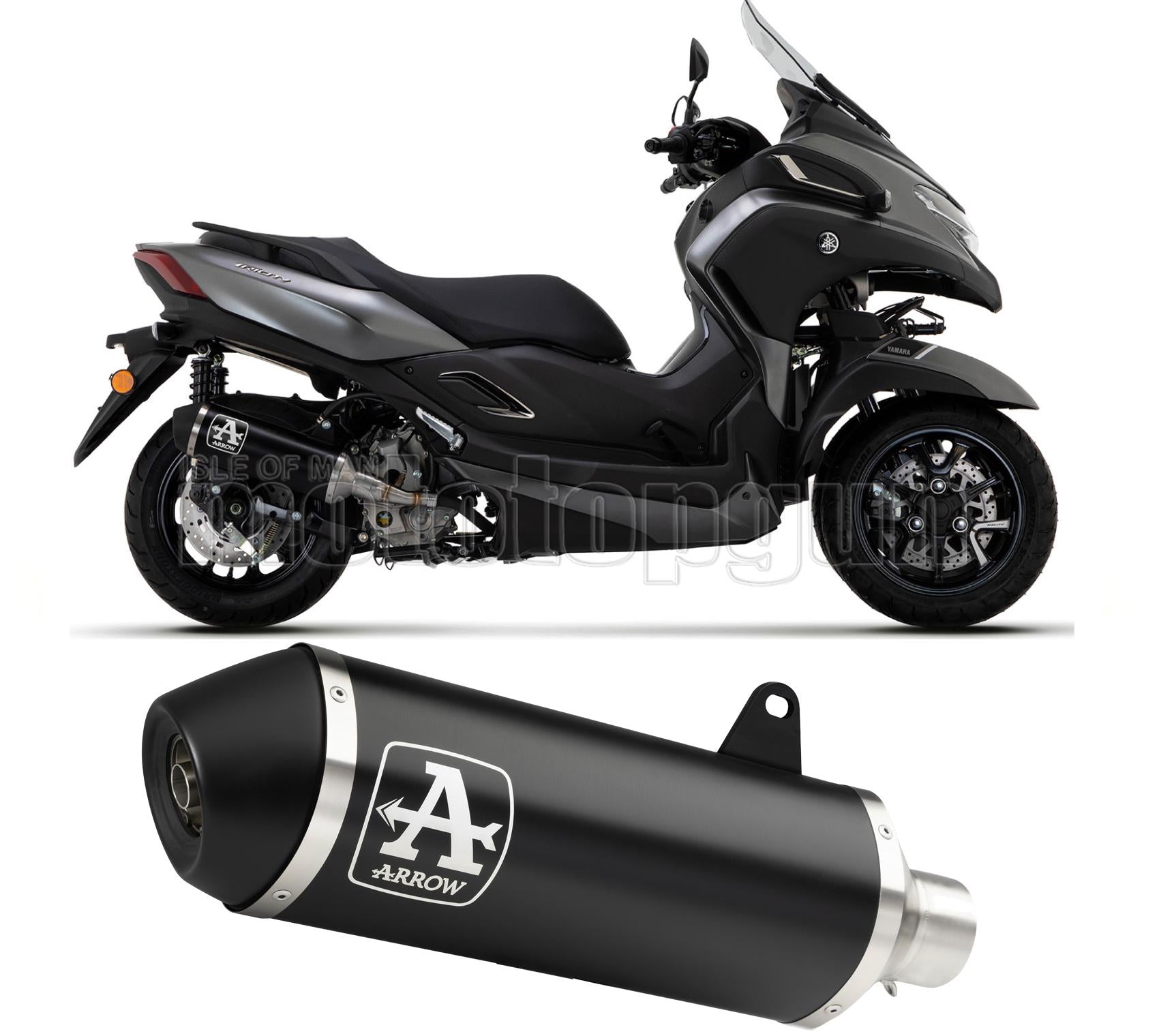 SCARICO COMPLETO COMPETITION EVO ARROW URBAN IN ALLUMINIO NERO CON FONDELLO IN INOX NERO COMPATIBILE CON YAMAHA TRICITY 300 21/23