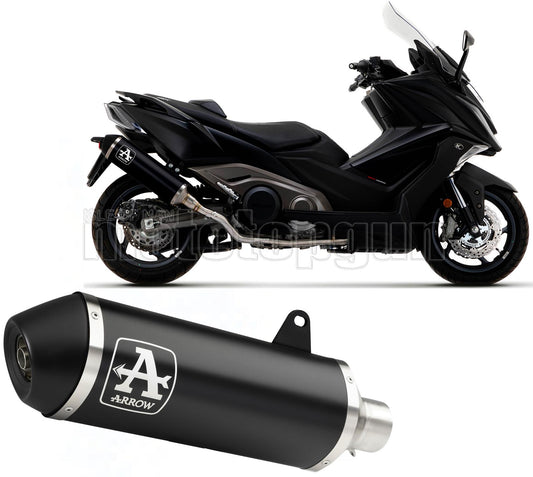 SCARICO RACE DOPPIO TERMINALE ARROW URBAN IN ALLUMINIO NERO CON FONDELLO IN INOX COMPATIBILE CON KYMCO AK 550 21/23