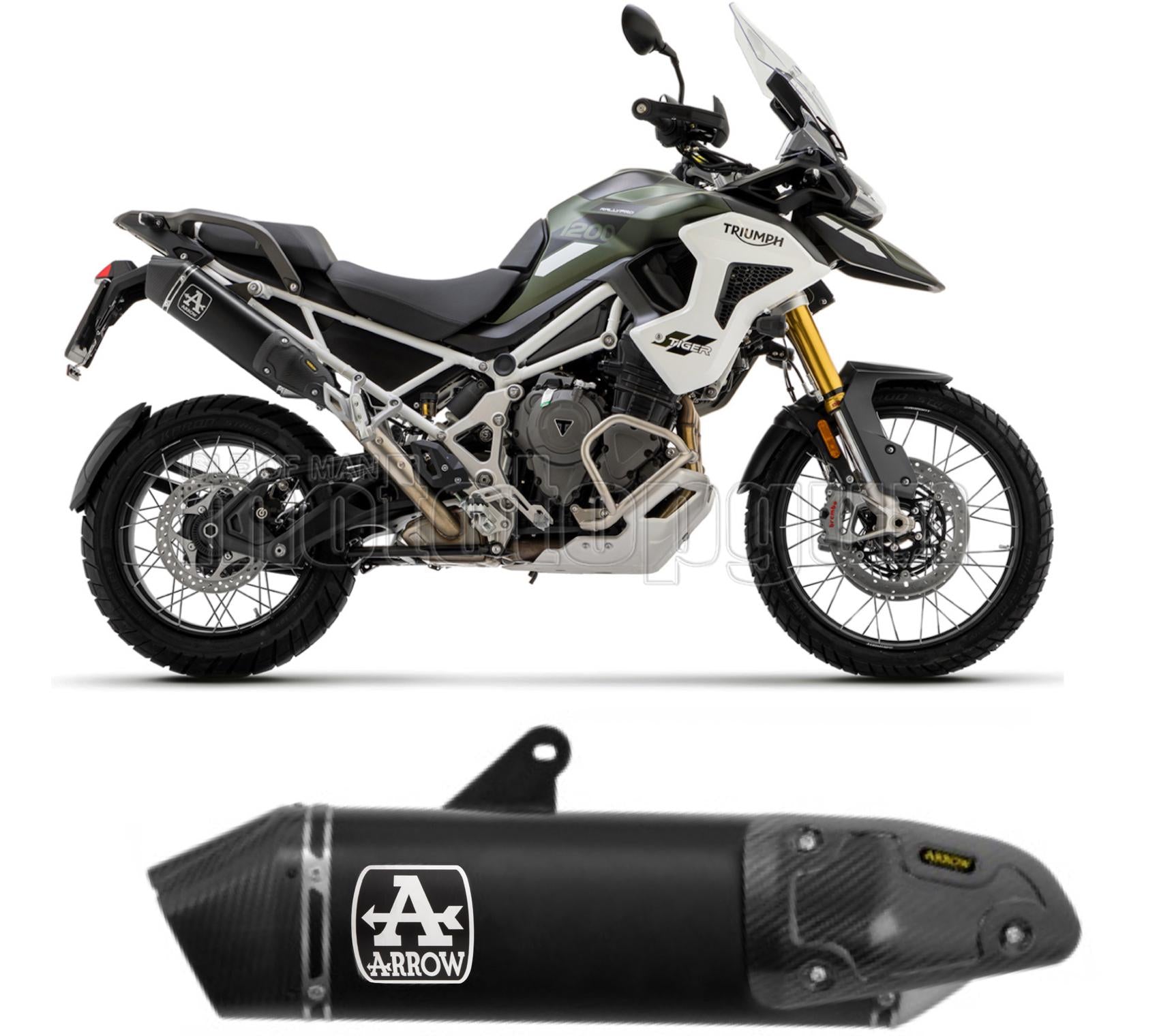 SCARICO OMOLOGATO ARROW VELOCE IN ALLUMINIO NERO CON FONDELLO IN CARBY COMPATIBILE CON TRIUMPH TIGER 1200 22/23