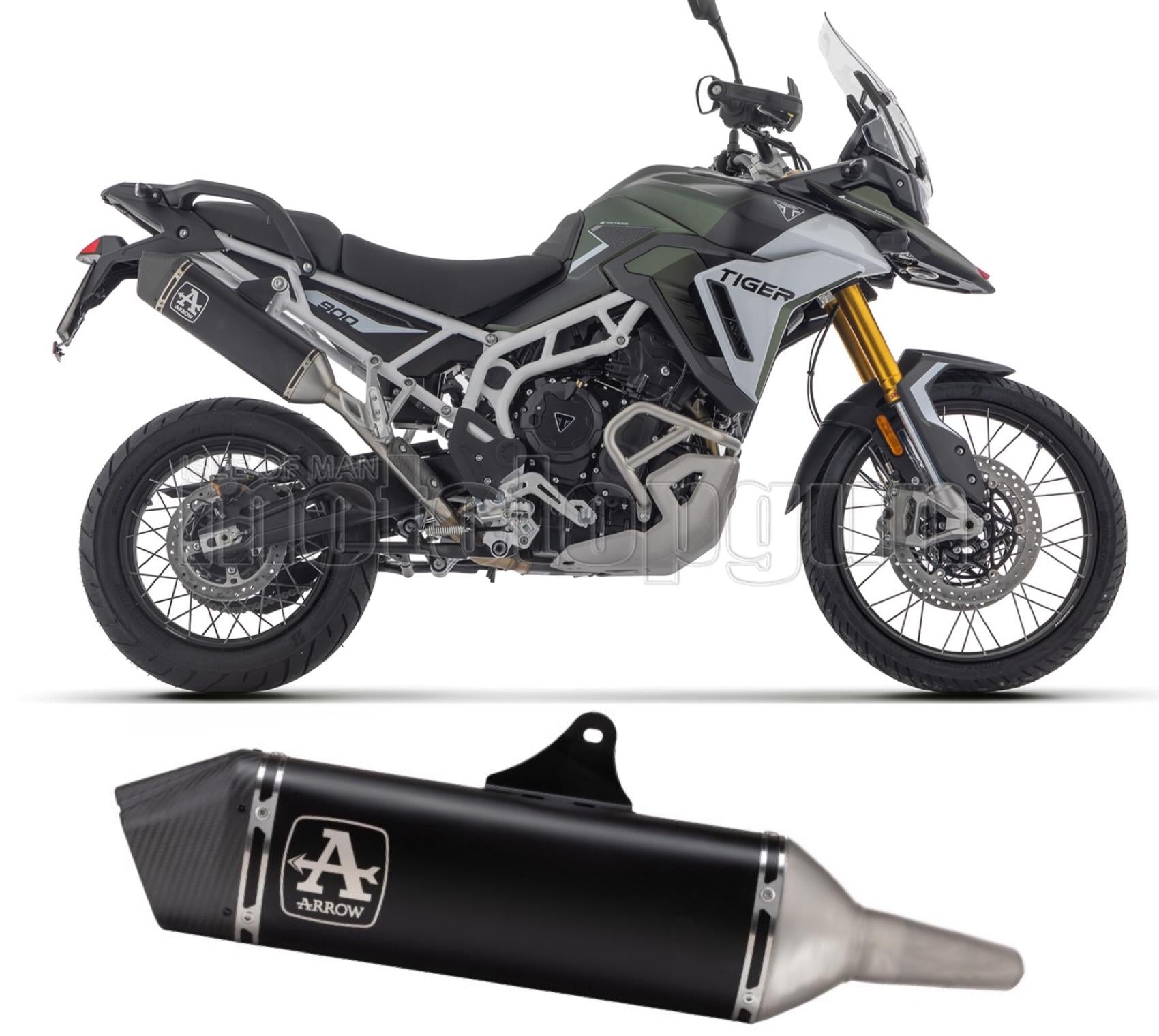 ARROW SCARICO OMOLOGATO VELOCE ALLUMINIO NERO FONDELLO CARBY COMPATIBILE CON TRIUMPH TIGER 900 GT / PRO 24/25