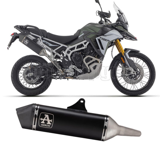 ARROW SCARICO OMOLOGATO VELOCE ALLUMINIO NERO FONDELLO CARBY COMPATIBILE CON TRIUMPH TIGER 900 GT / PRO 24/25
