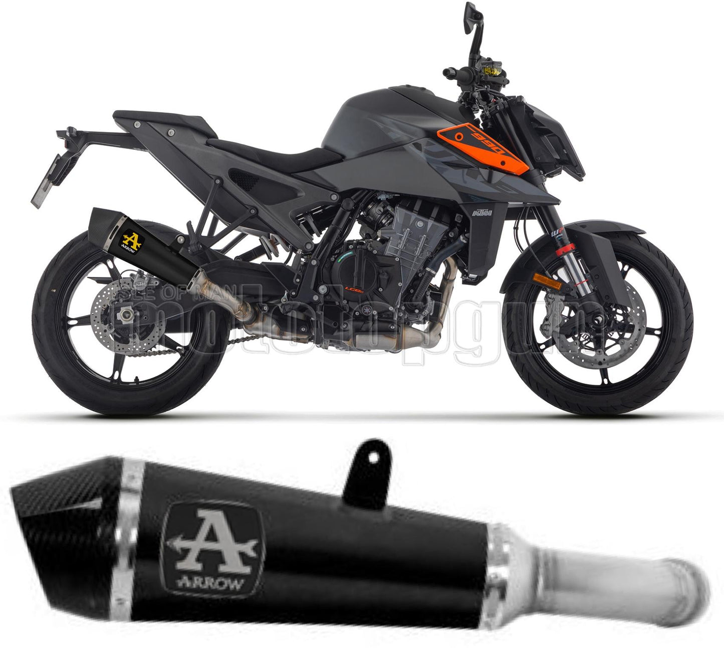 SCARICO OMOLOGATO ARROW X-KONE IN NICHROM NERO CON COPPA IN CARBONIO COMPATIBILE CON KTM DUKE 990 2024