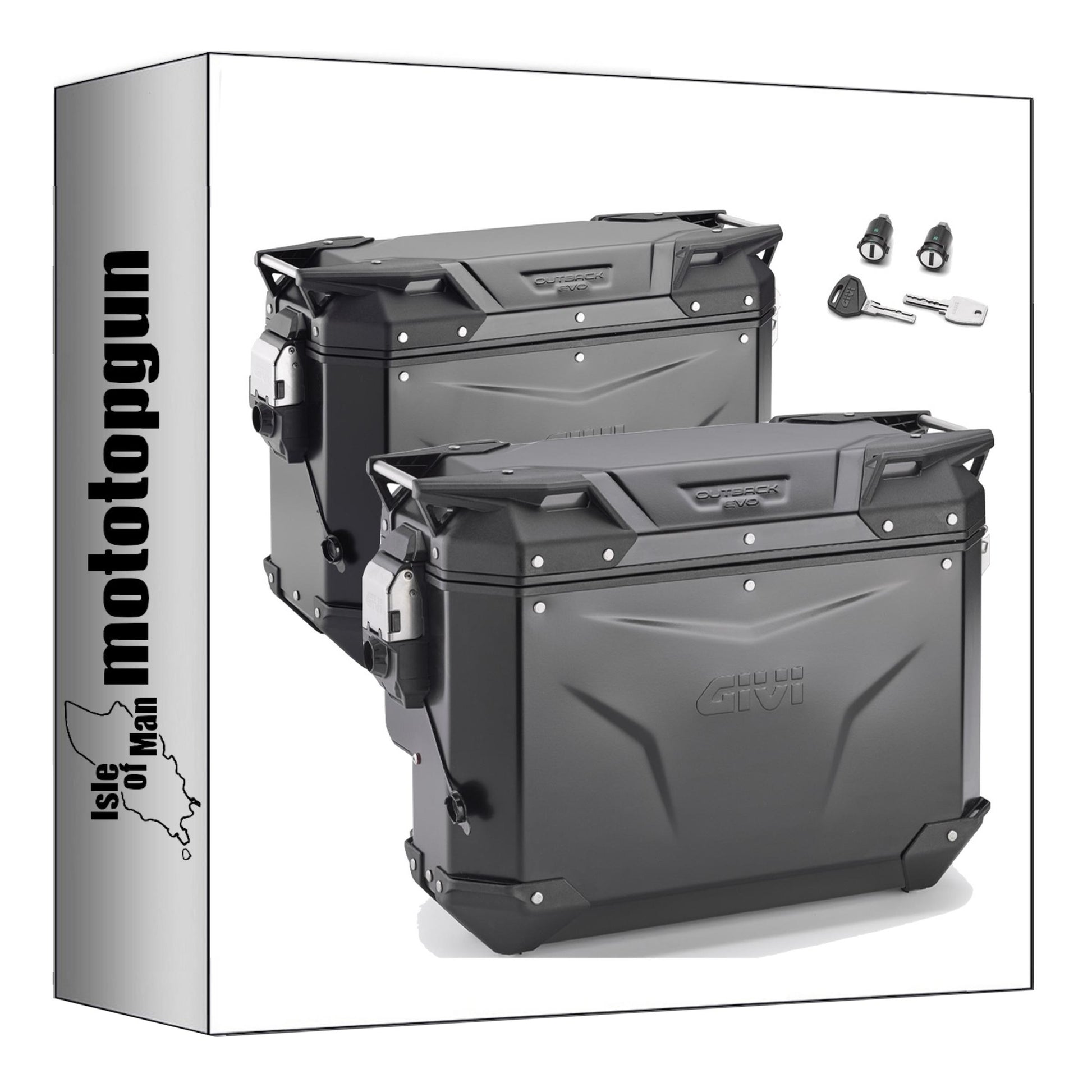 GIVI VALIGIE LATERALI OBKEV37BL + OBKEVS33BR MONOKEY CAM-SIDE TREKKER OUTBACK EVO SMART ALLUMINIO NERO + SERRATURA 70 LT + ATACCO COMPATIBILE CON TRIUMPH TIGER 800 / XC / XR 11/17
