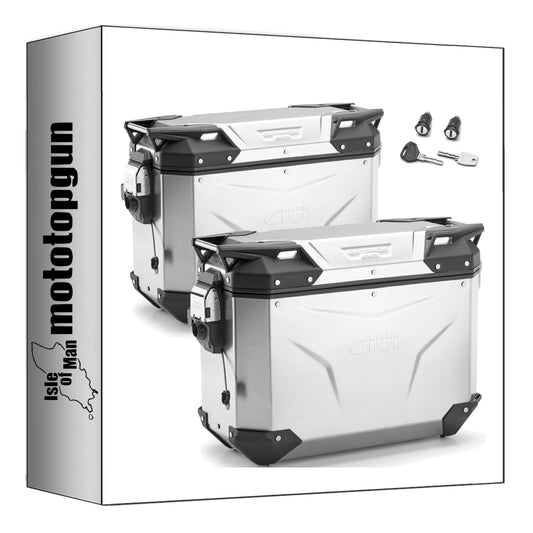 GIVI VALIGIE LATERALI OBKEV37AL + OBKEV37AR MONOKEY CAM-SIDE TREKKER OUTBACK EVO SMART ALLUMINIO + SERRATURA 74 LT 