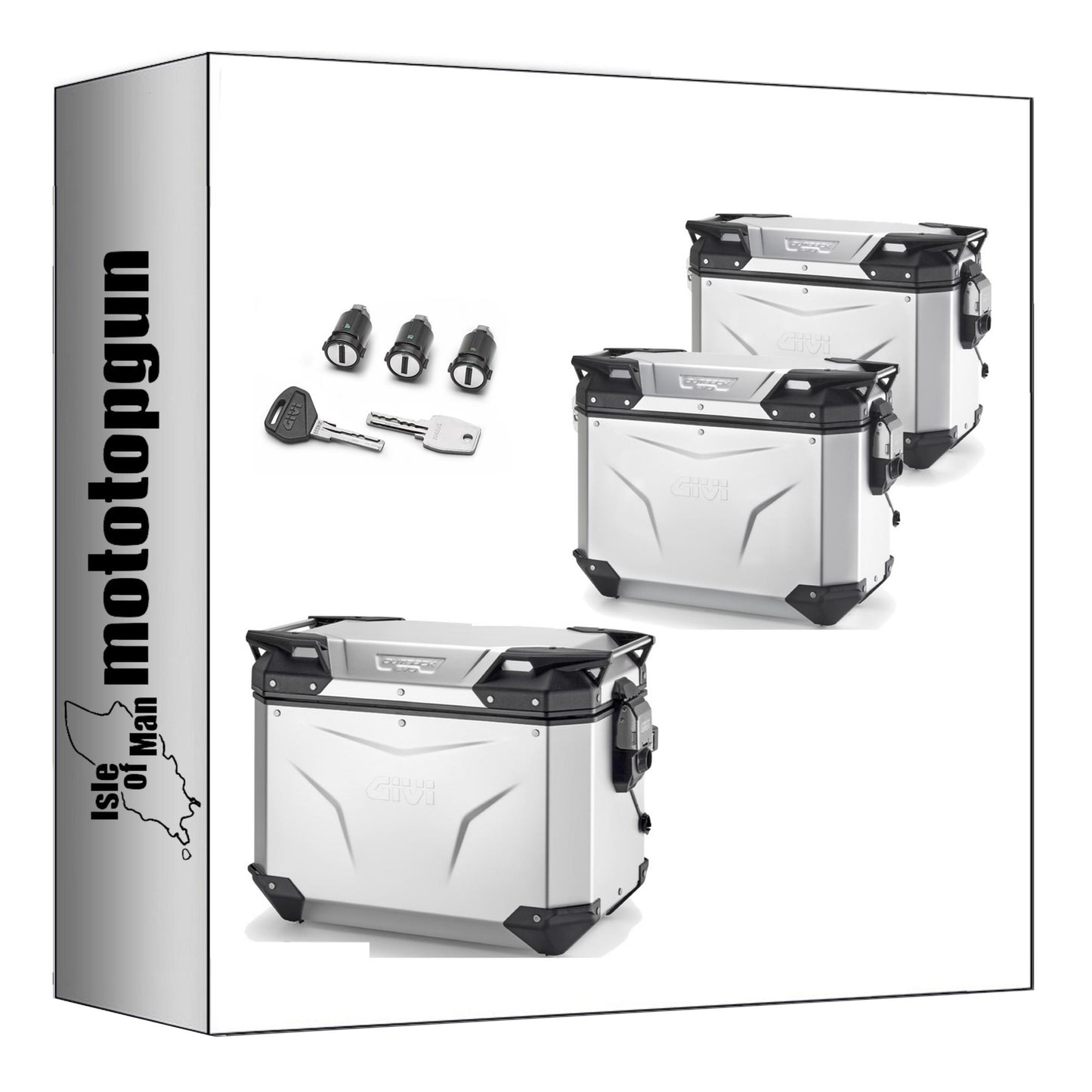 GIVI BAULETTO OBKEV42AA + VALIGIE LATERALI OBKEV37AAL + OBKEV37AAR TREKKER OUTBACK EVO SMART ALLUMINIO ANODIZZATO 116 LT + ATACCO COMPATIBILE CON HONDA NC 750 S 16/20