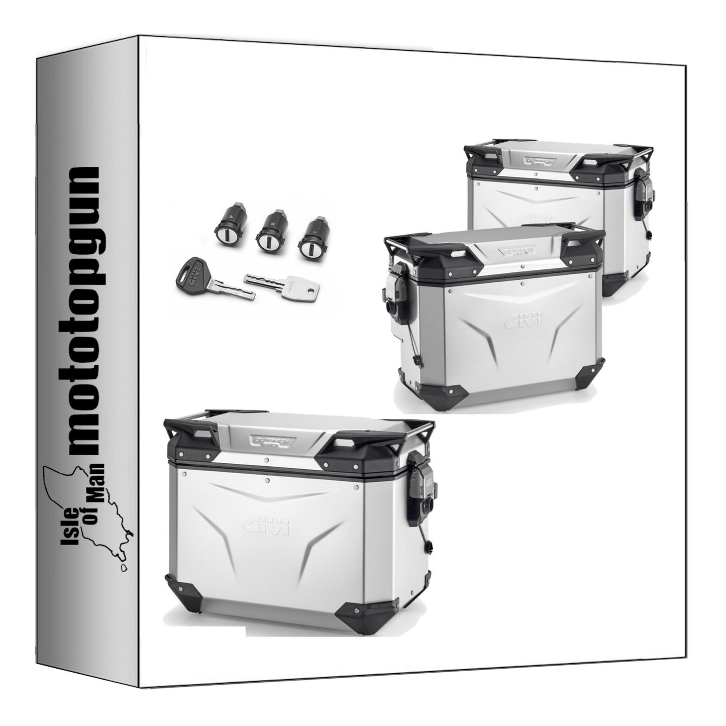 GIVI BAULETTO OBKEV42AA + VALIGIE LATERALI OBKEV48AAL + OBKEVS40AAR TREKKER OUTBACK EVO SMART ALLUMINIO ANODIZZATO DX SCANTONATA 130 LT + ATACCO COMPATIBILE CON BMW F 900 GS 2024
