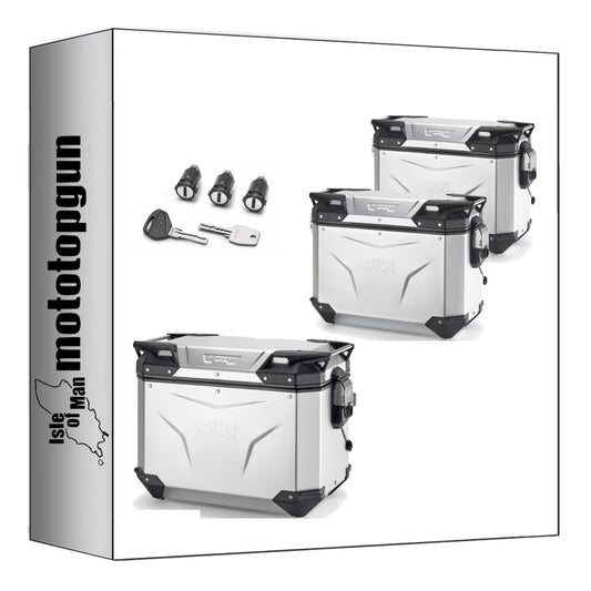 GIVI BAULETTO OBKEV42A + VALIGIE LATERALI OBKEV37AL + OBKEV37AR TREKKER OUTBACK EVO SMART ALLUMINIO 116 LT + ATACCO COMPATIBILE CON HONDA NX 500 2024
