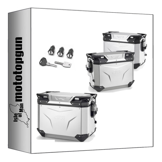GIVI BAULETTO OBKEV42A + VALIGIE LATERALI OBKEV44AL + OBKEVS40AR TREKKER OUTBACK EVO SMART ALLUMINIO DX SCANTONATA 126 LT + ATACCO COMPATIBILE CON BENELLI TRK 702 X 23/24