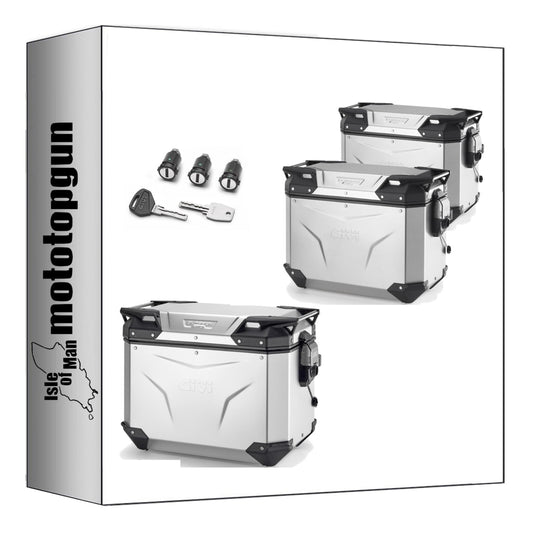 GIVI BAULETTO OBKEV42A + VALIGIE LATERALI OBKEV44AL + OBKEV44AR TREKKER OUTBACK EVO SMART ALLUMINIO 130 LT + ATACCO COMPATIBILE CON HONDA NC 750 X 16/20