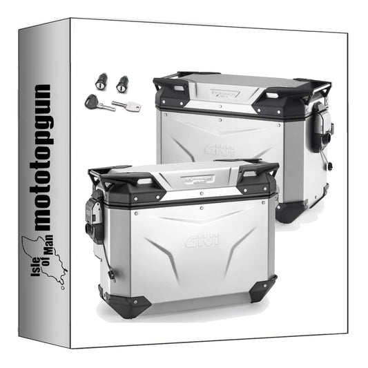 GIVI VALIGIE LATERALI OBKEV44AL + OBKEVS33AR MONOKEY CAM-SIDE TREKKER OUTBACK EVO SMART ALLUMINIO + SERRATURA 77 LT 