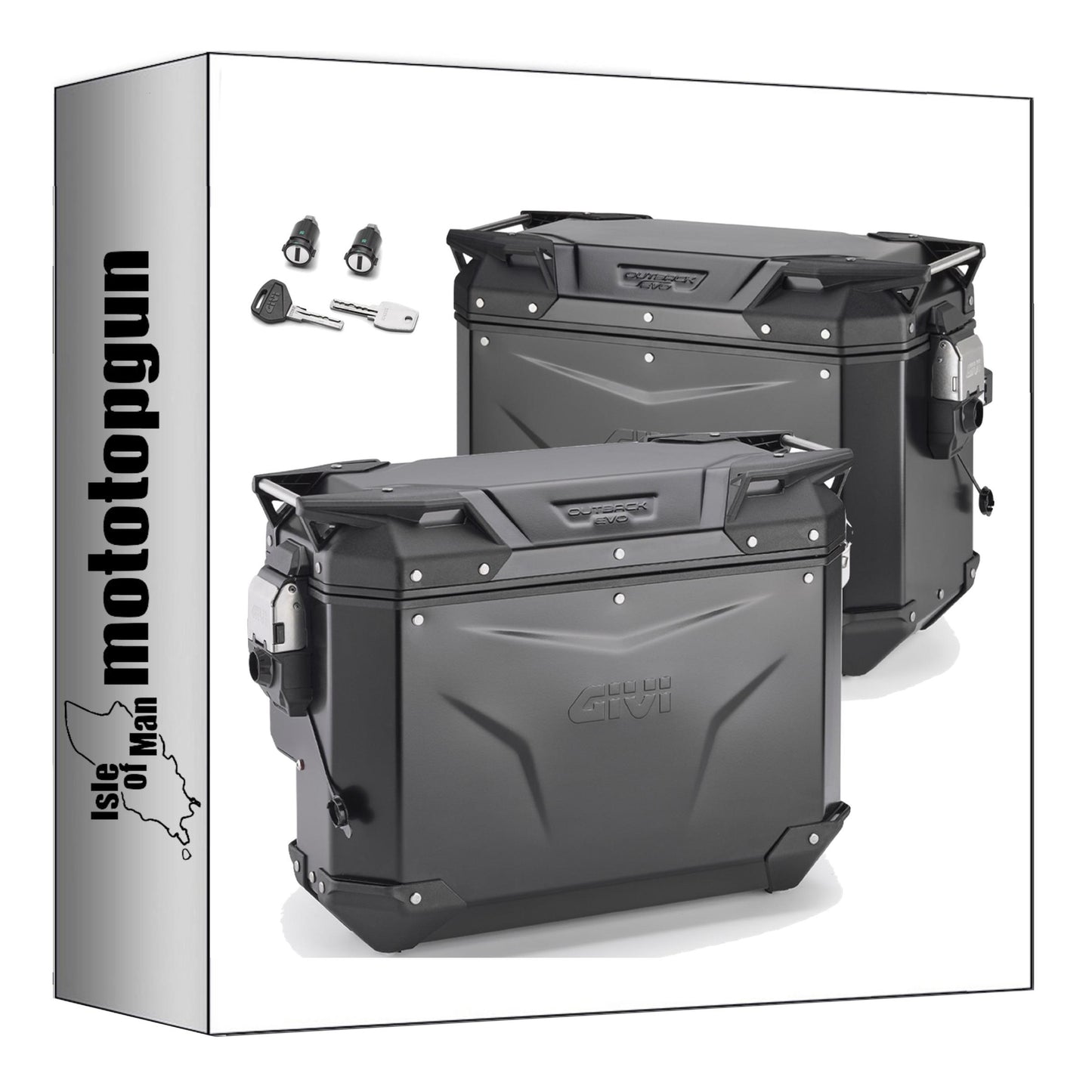 GIVI VALIGIE LATERALI OBKEV44BL + OBKEVS33BR MONOKEY CAM-SIDE TREKKER OUTBACK EVO SMART ALLUMINIO NERO + SERRATURA 77 LT + ATACCO COMPATIBILE CON KTM 890 ADVENTURE 21/22