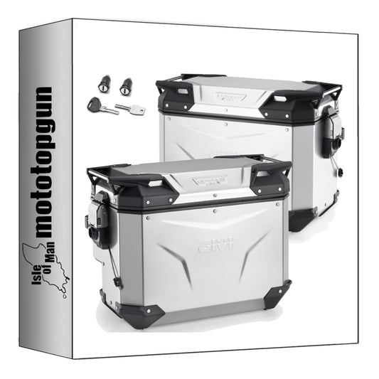 GIVI VALIGIE LATERALI OBKEV44AL + OBKEVS40AR MONOKEY CAM-SIDE TREKKER OUTBACK EVO SMART ALLUMINIO + SERRATURA 84 LT + ATACCO COMPATIBILE CON BMW F 750 GS 21/23