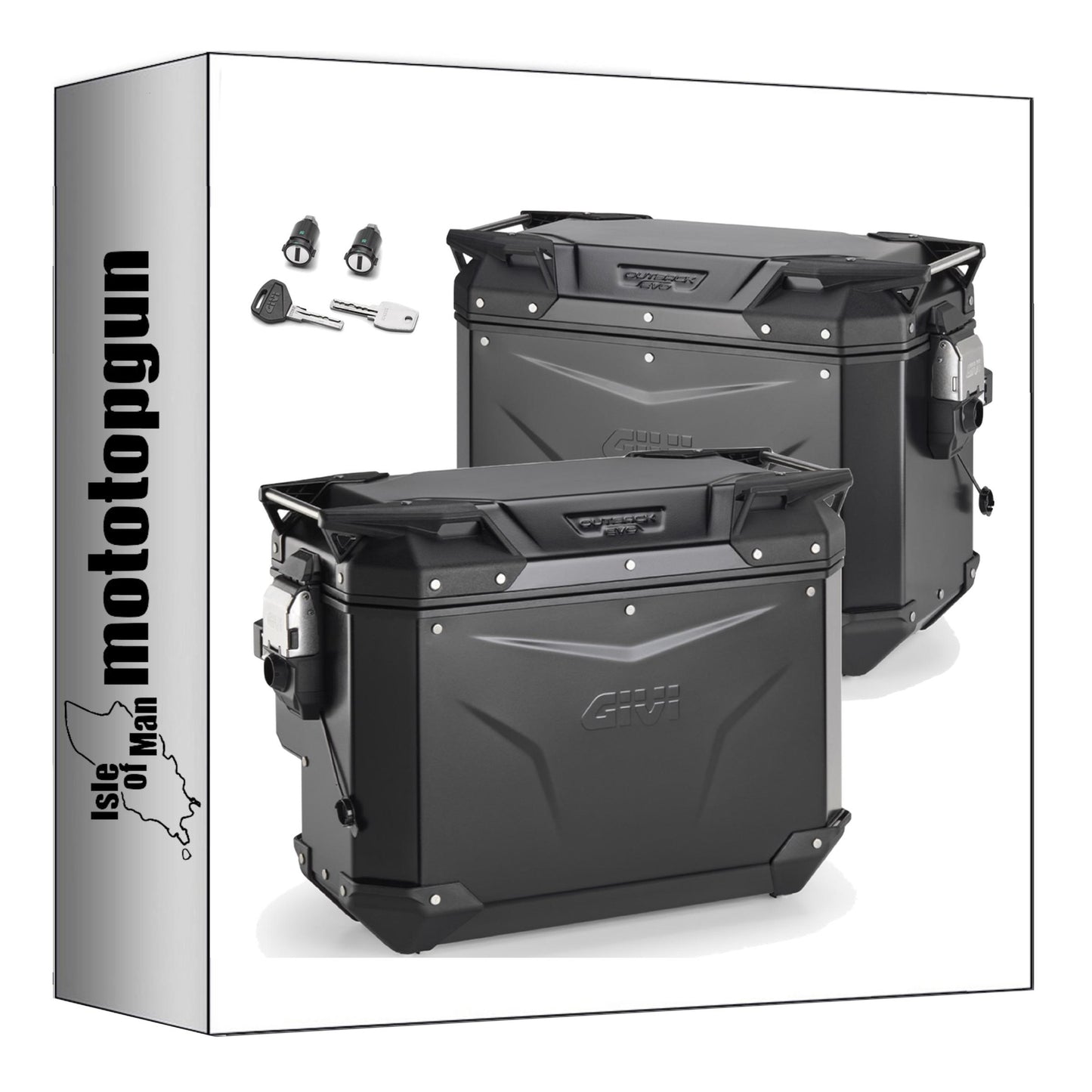 GIVI VALIGIE LATERALI OBKEV44BL + OBKEVS40BR MONOKEY CAM-SIDE TREKKER OUTBACK EVO SMART ALLUMINIO NERO + SERRATURA 84 LT + ATACCO COMPATIBILE CON KTM 1050 ADVENTURE 15/16