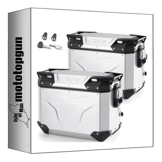 GIVI VALIGIE LATERALI OBKEV44AL + OBKEV44AR MONOKEY CAM-SIDE TREKKER OUTBACK EVO SMART ALLUMINIO + SERRATURA 88 LT + ATACCO COMPATIBILE CON BMW F 900 GS 2024