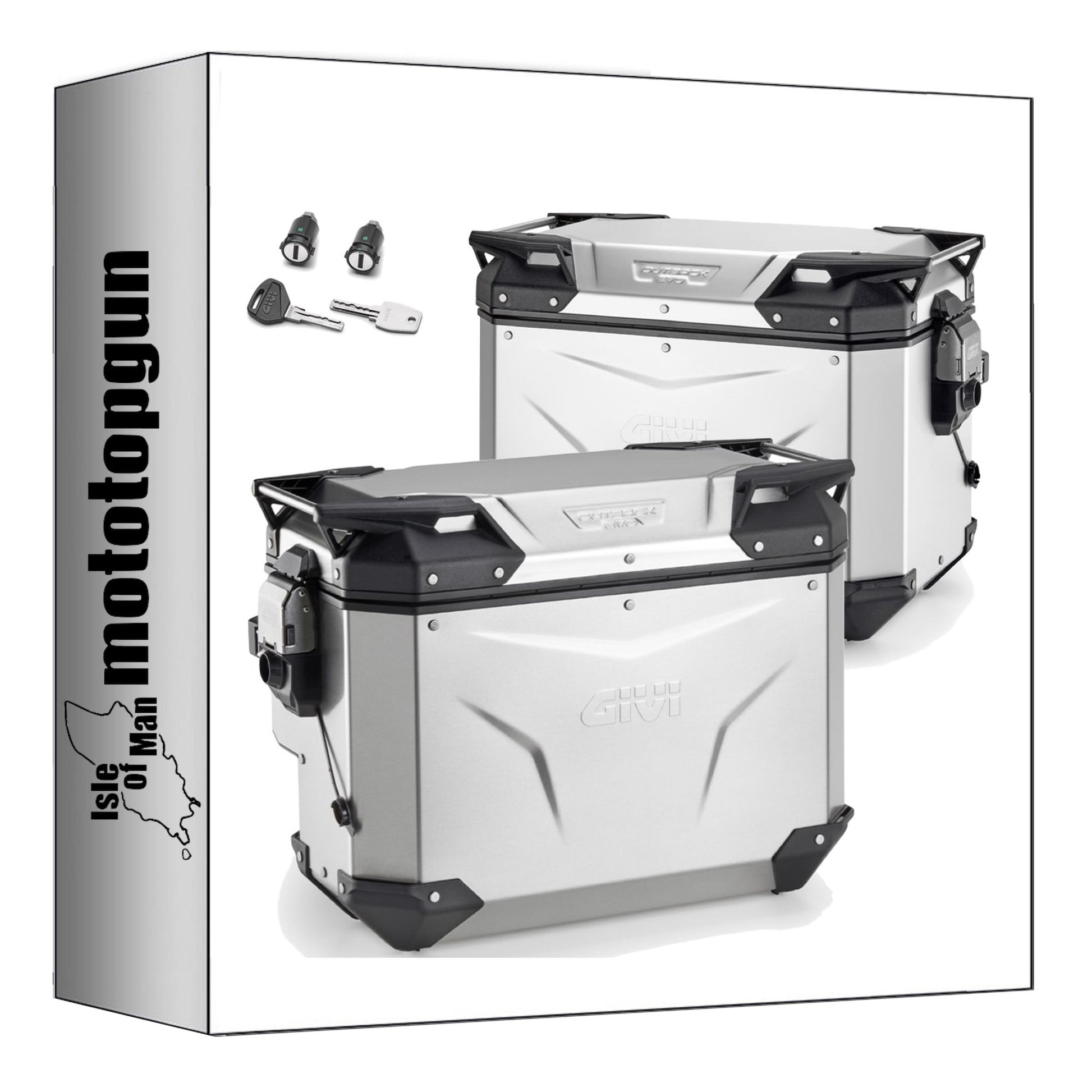GIVI VALIGIE LATERALI OBKEV48AAL + OBKEVS40AAR MONOKEY CAM-SIDE TREKKER OUTBACK EVO SMART ALLUMINIO ANODIZZATO + SERRATURA DX SCANTONATA 88 LT + ATACCO COMPATIBILE CON BMW F 900 GS 2024