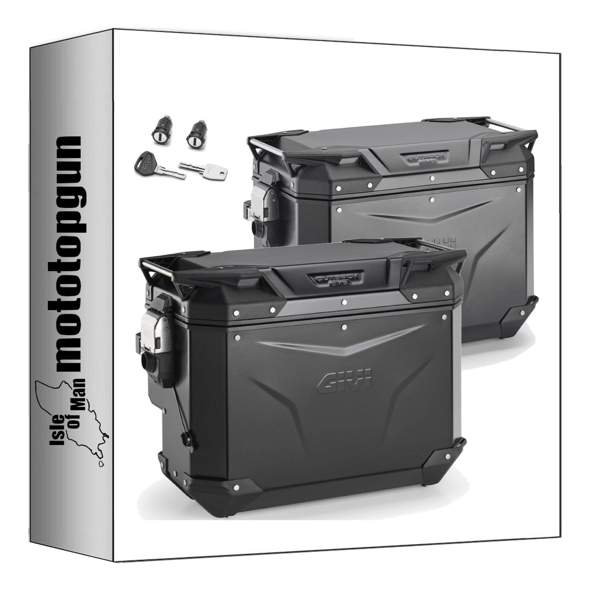 GIVI VALIGIE LATERALI OBKEV48BL + OBKEVS40BR MONOKEY CAM-SIDE TREKKER OUTBACK EVO SMART ALLUMINIO NERO + SERRATURA DX SCANTONATA 88 LT + ATACCO COMPATIBILE CON KTM 1290 SUPER ADVENTURE R 21/24