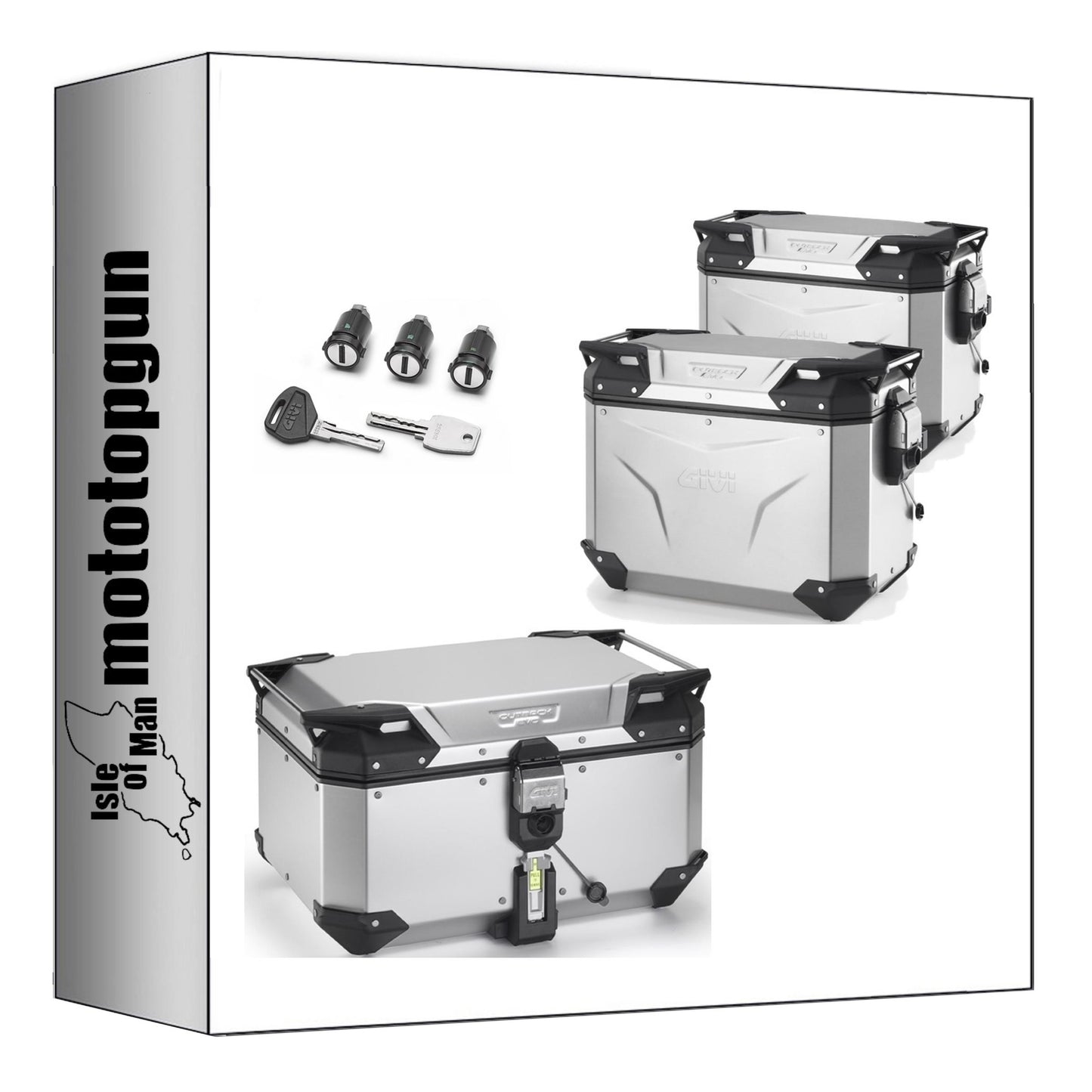 GIVI BAULETTO OBKEV58AA + VALIGIE LATERALI OBKEV44AAL + OBKEV44AAR TREKKER OUTBACK EVO SMART ALLUMINIO ANODIZZATO 146 LT + ATACCO COMPATIBILE CON HONDA CB 500 X 19/23