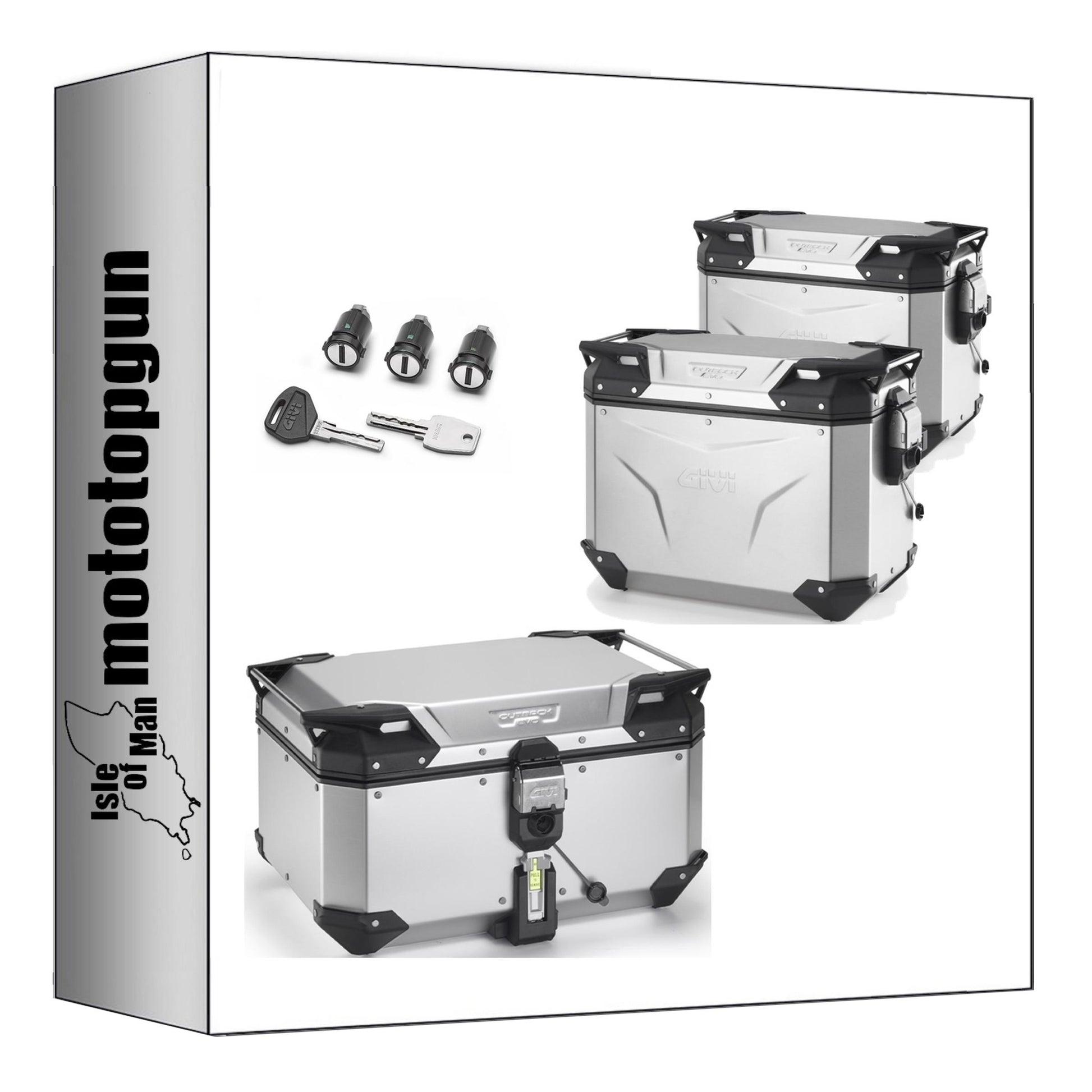 GIVI BAULETTO OBKEV58AA + VALIGIE LATERALI OBKEV44AAL + OBKEV44AAR TREKKER OUTBACK EVO SMART ALLUMINIO ANODIZZATO 146 LT + ATACCO COMPATIBILE CON HONDA CB 500 X 19/23