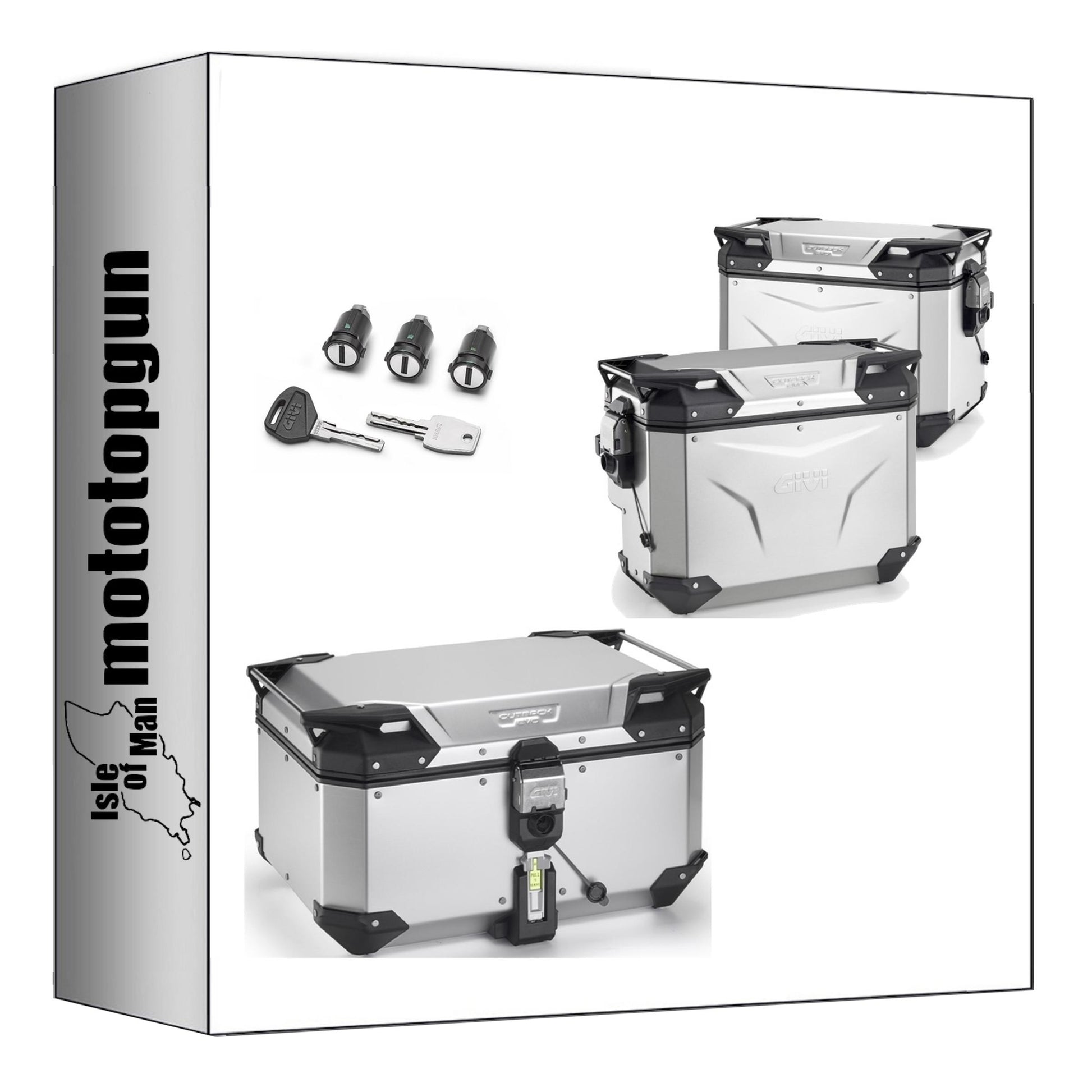 GIVI BAULETTO OBKEV58AA + VALIGIE LATERALI OBKEV48AAL + OBKEVS40AAR TREKKER OUTBACK EVO SMART ALLUMINIO ANODIZZATO DX SCANTONATA 146 LT + ATACCO COMPATIBILE CON BENELLI TRK 702 23/24
