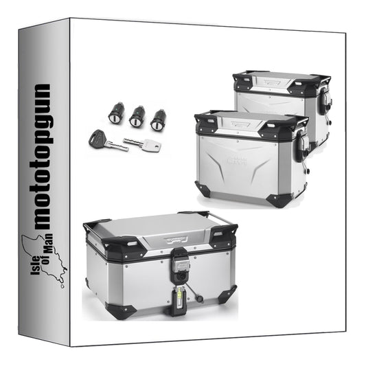 GIVI BAULETTO OBKEV58A + VALIGIE LATERALI OBKEV44AL + OBKEV44AR TREKKER OUTBACK EVO SMART ALLUMINIO 146 LT + ATACCO COMPATIBILE CON HONDA NX 500 2024