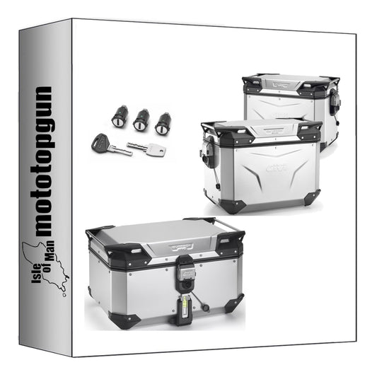 GIVI BAULETTO OBKEV58A + VALIGIE LATERALI OBKEV48AL + OBKEV48AR TREKKER OUTBACK EVO SMART ALLUMINIO 154 LT + ATACCO COMPATIBILE CON HONDA CB 500 X 19/23