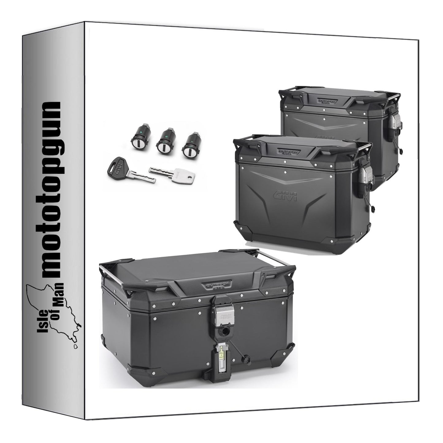 GIVI BAULETTO OBKEV58B + VALIGIE LATERALI OBKEV44BL + OBKEV44BR TREKKER OUTBACK EVO SMART ALLUMINIO NERO 146 LT + ATACCO COMPATIBILE CON HONDA NC 750 X 21/25