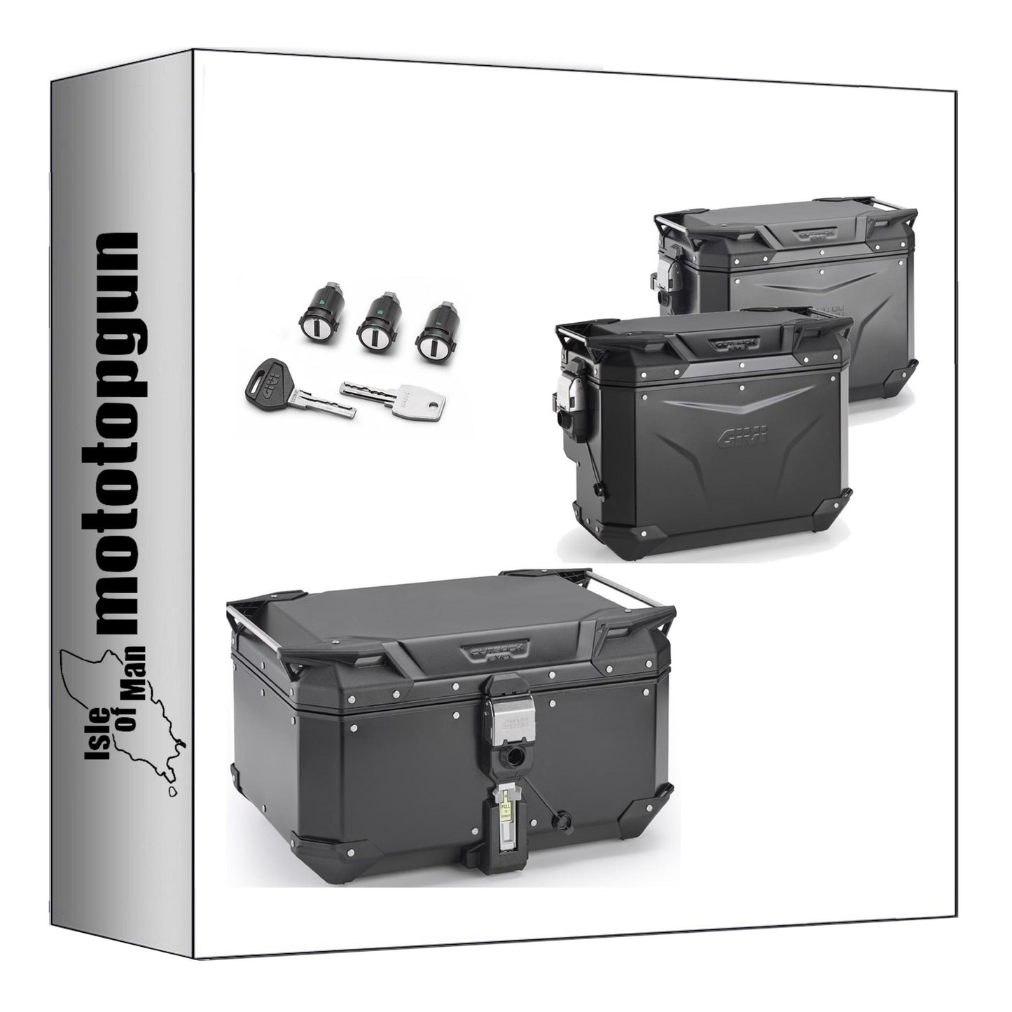 GIVI BAULETTO OBKEV58B + VALIGIE LATERALI OBKEV48BL + OBKEVS40BR TREKKER OUTBACK EVO SMART ALLUMINIO NERO DX SCANTONATA 146 LT + ATACCO COMPATIBILE CON BENELLI TRK 702 X 23/24