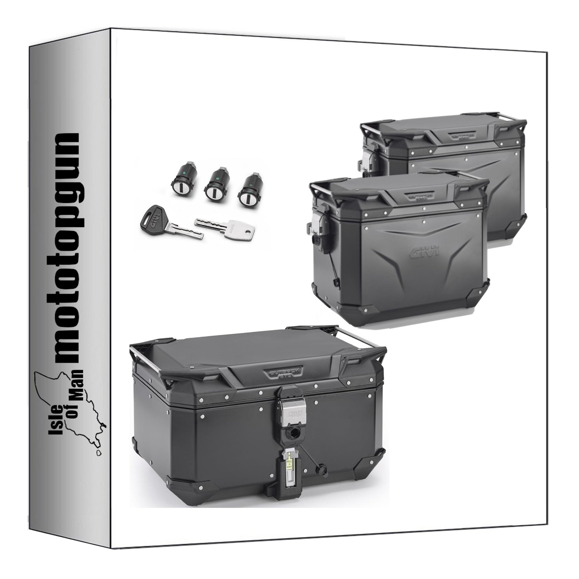 GIVI BAULETTO OBKEV58B + VALIGIE LATERALI OBKEV48BL + OBKEV48BR TREKKER OUTBACK EVO SMART ALLUMINIO NERO 154 LT + ATACCO COMPATIBILE CON HONDA CRF 1000 L AFRICA TWIN ADVENTURE SPORTS 18/19
