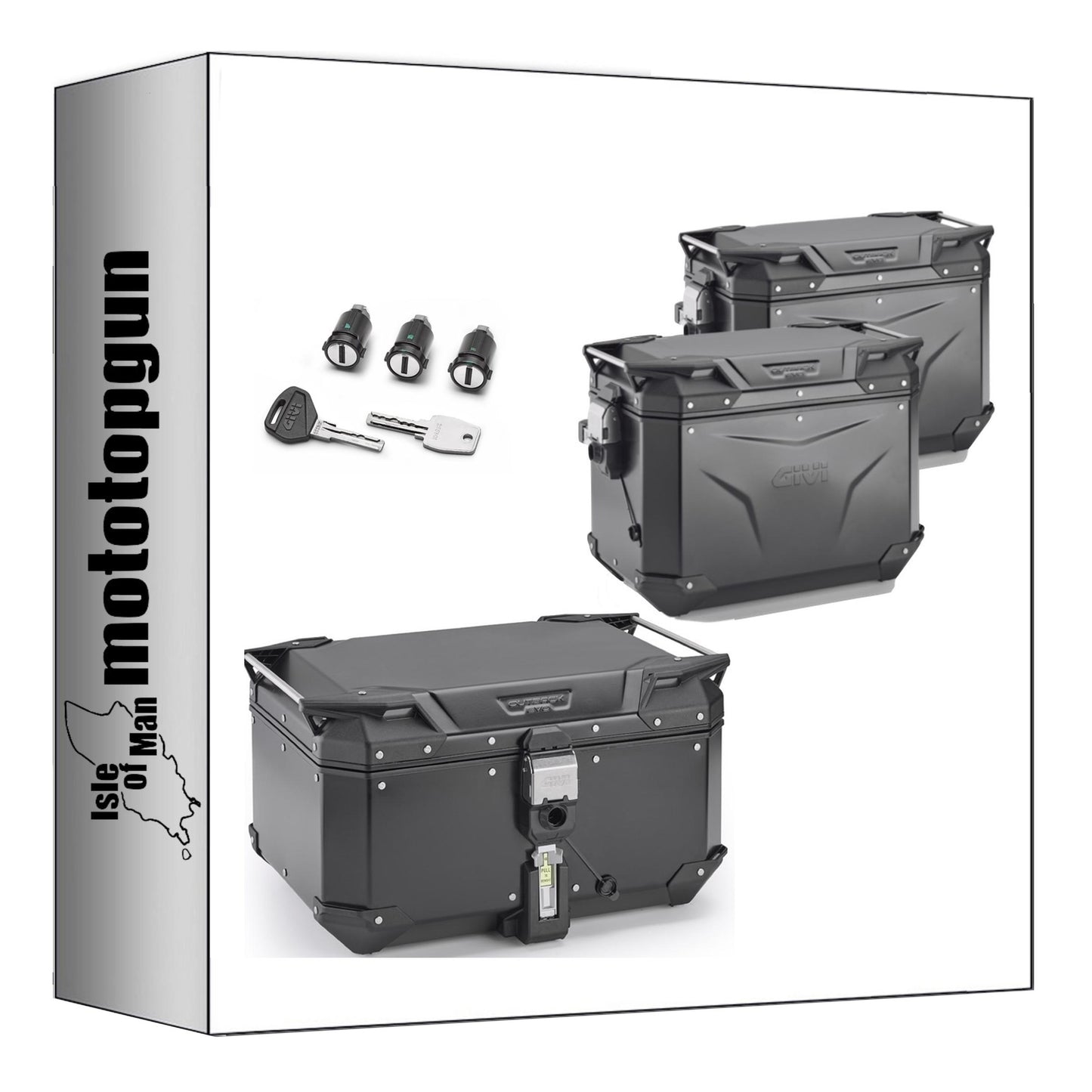 GIVI BAULETTO OBKEV58B + VALIGIE LATERALI OBKEV48BL + OBKEV48BR TREKKER OUTBACK EVO SMART ALLUMINIO NERO 154 LT + ATACCO COMPATIBILE CON YAMAHA TRACER 900 / GT 18/20