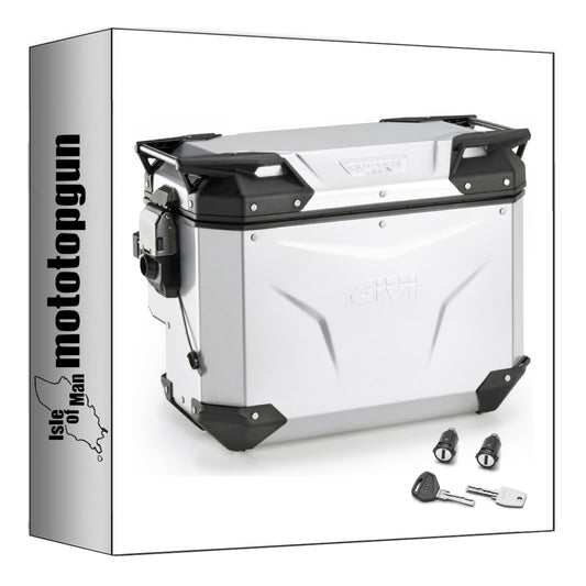 GIVI VALIGIA LATERALE DESTRA SCANTONATA OBKEVS40AAR MONOKEY CAM-SIDE TREKKER OUTBACK EVO SMART ALLUMINIO ANODIZZATO + SERRATURA 40 LT 