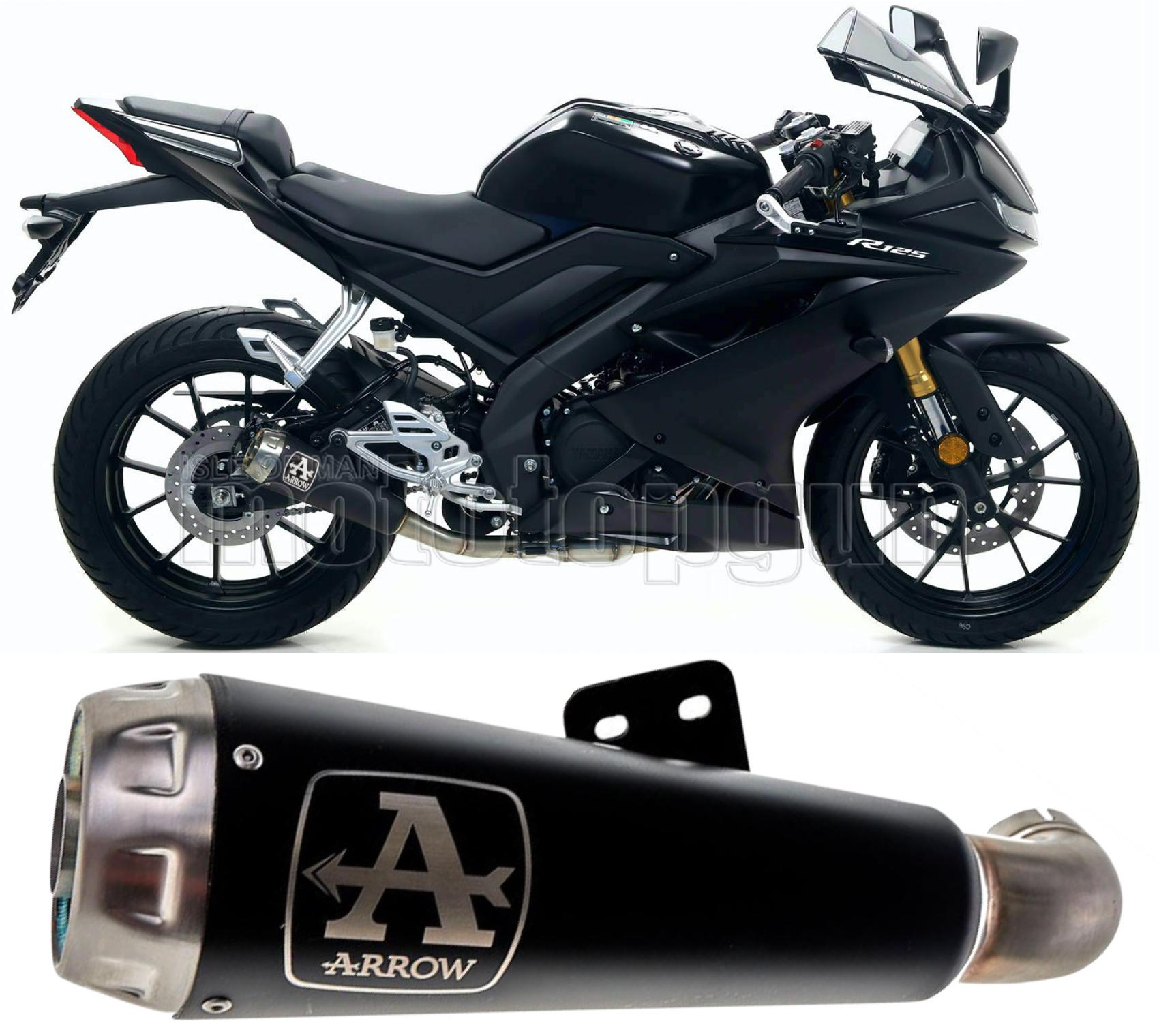 SCARICO COMPLETO COMPETITION ARROW PRO-RACE IN NICHROM NERO CON FONDELLO IN INOX COMPATIBILE CON YAMAHA YZF R125 R-125 19/20