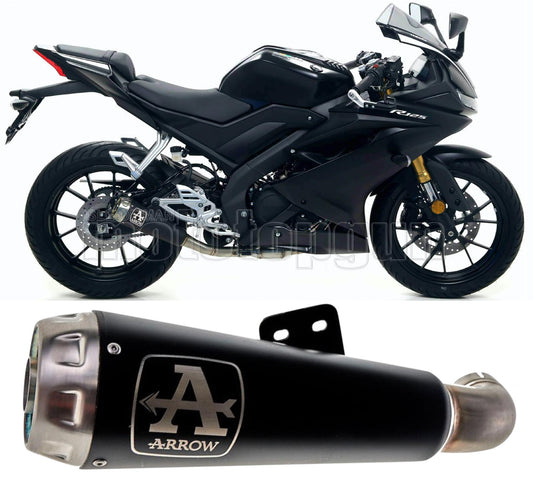 SCARICO COMPLETO COMPETITION ARROW PRO-RACE IN NICHROM NERO CON FONDELLO IN INOX COMPATIBILE CON YAMAHA YZF R125 R-125 19/20