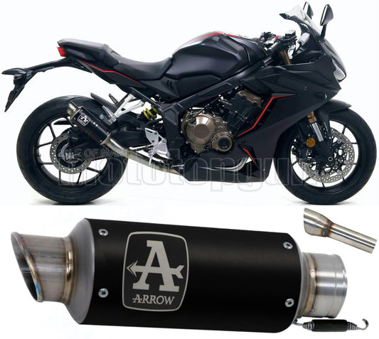 SCARICO COMPLETO OMOLOGATO CATALIZZATO BASSO ARROW GP2 GP-2 IN NICHROM NERO CON FONDELLO IN INOX COMPATIBILE CON HONDA CBR 650 R 19/22