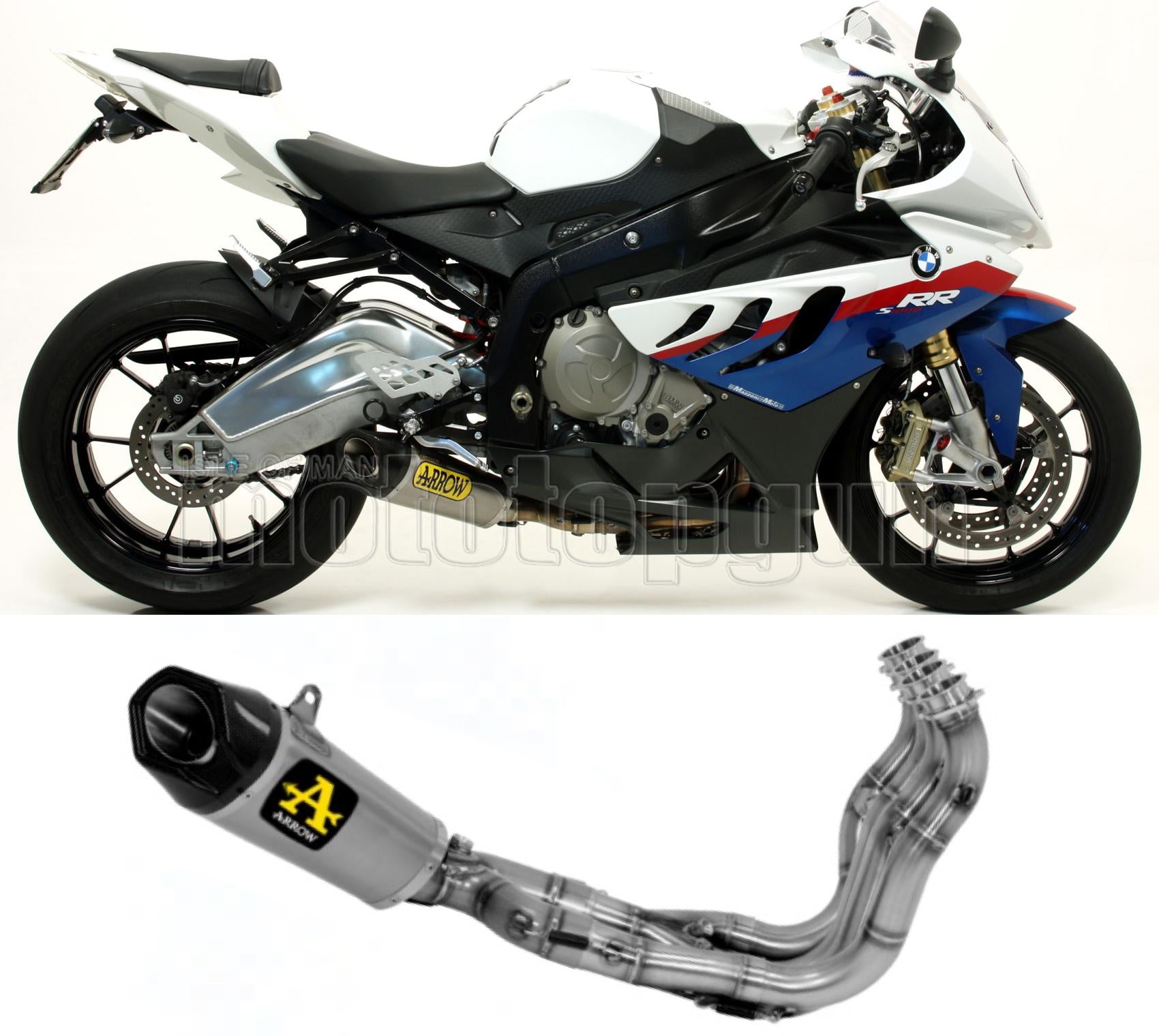 SCARICO COMPLETO OMOLOGATO CATALIZZATO BASSO ARROW WORKS IN TITANIO CON FONDELLO IN CARBY COMPATIBILE CON BMW S1000 S-1000 RR 09/14