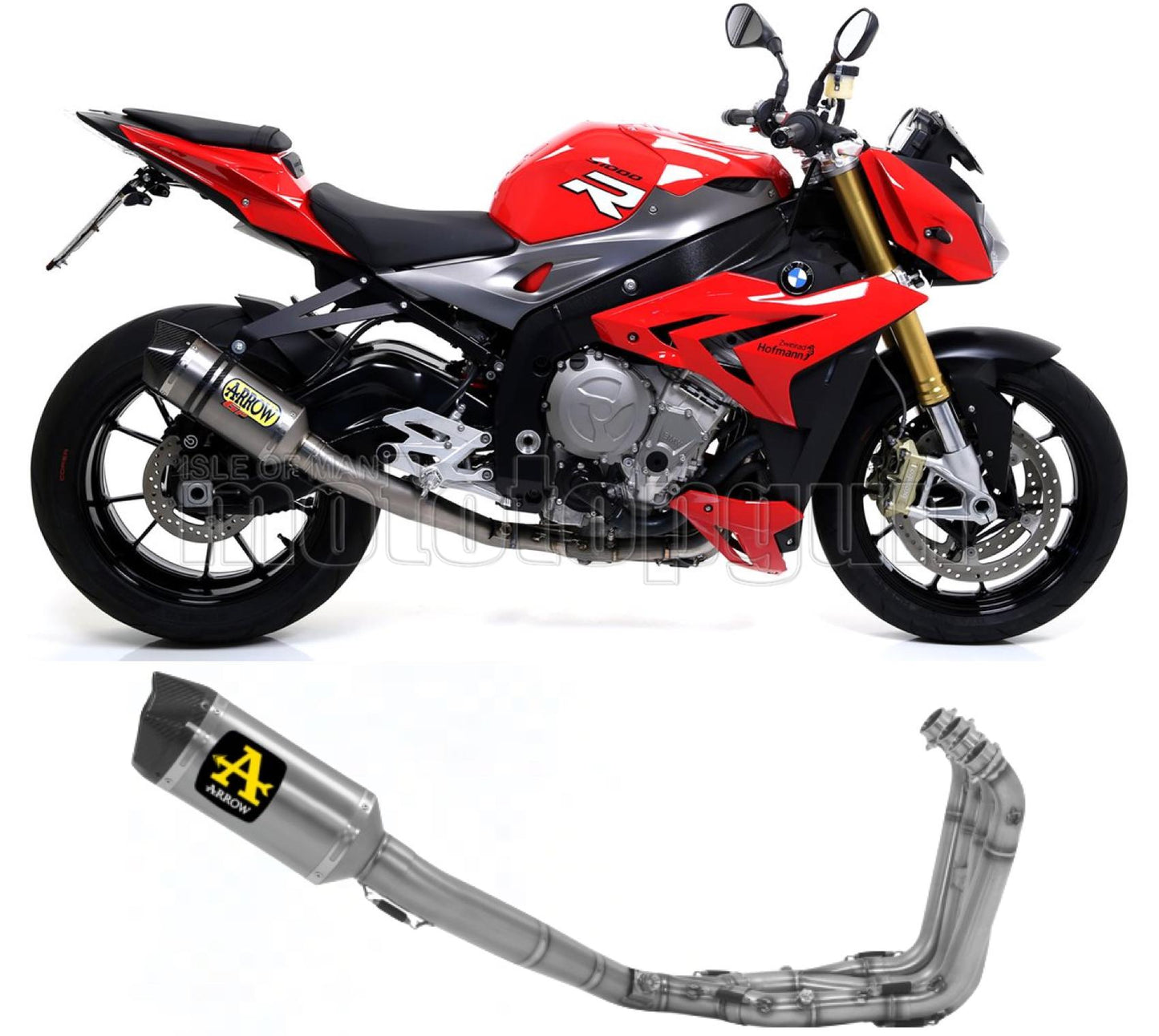 SCARICO COMPLETO OMOLOGATO CATALIZZATO BASSO ARROW RACE-TECH IN TITANIO CON FONDELLO IN CARBY COMPATIBILE CON BMW S1000 S-1000 R 14/16