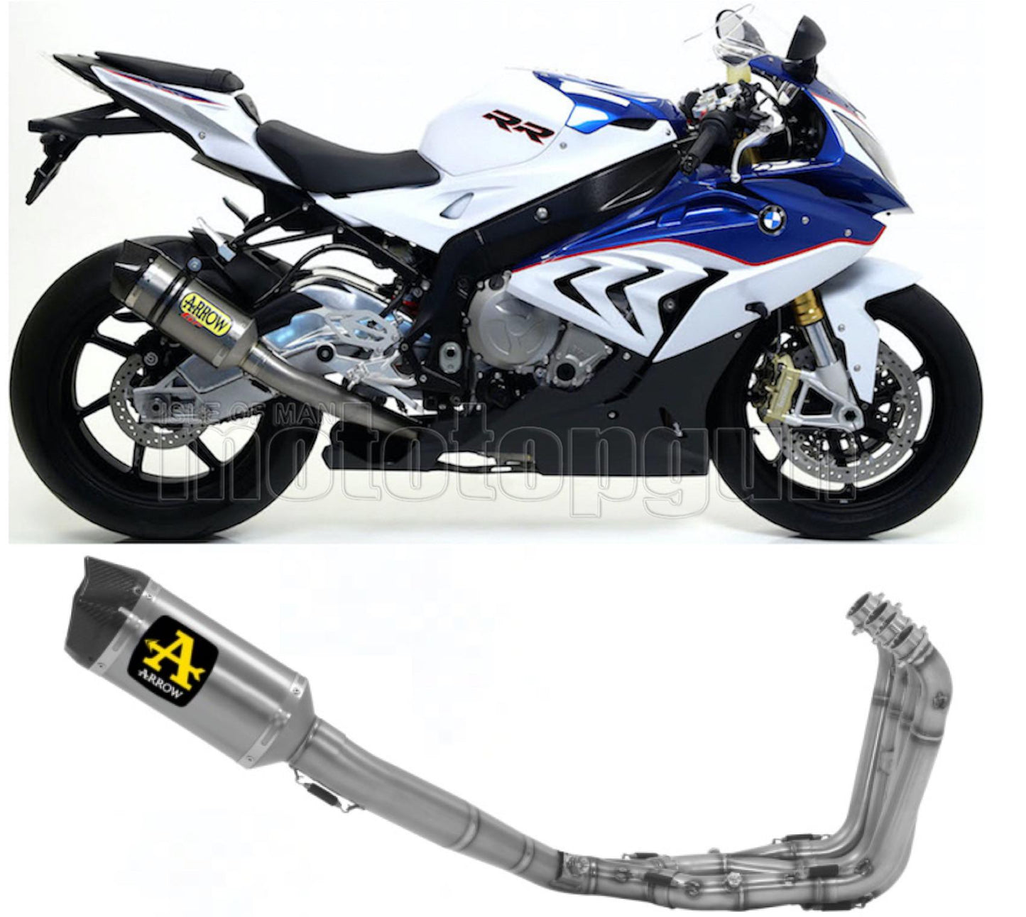 SCARICO COMPLETO OMOLOGATO CATALIZZATO BASSO ARROW RACE-TECH IN TITANIO CON FONDELLO IN CARBY COMPATIBILE CON BMW S1000 S-1000 RR 15/18
