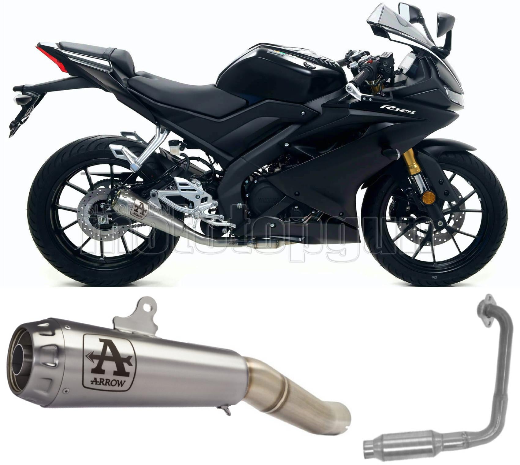 SCARICO COMPLETO RACE OPEN ARROW PRO-RACE IN NICHROM CON FONDELLO IN INOX COMPATIBILE CON YAMAHA YZF R125 R-125 19/20