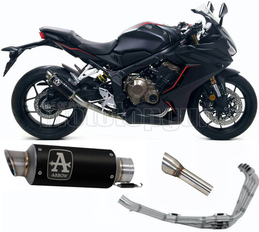 SCARICO COMPLETO OMOLOGATO CATALIZZATO BASSO ARROW GP2 GP-2 IN NICHROM NERO CON FONDELLO IN INOX COMPATIBILE CON HONDA CBR 650 R 19/22