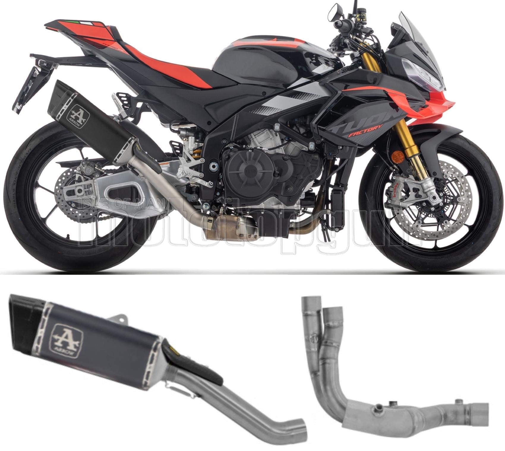 ARROW SCARICO COMPLETO RACE PISTA TITANIO NERO FONDELLO CARBY COMPATIBILE CON APRILIA TUONO V4 1100 2025